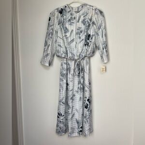 ENCORE (NWT sz 10) vintage 90s deadstock belted secretary floral midi dress